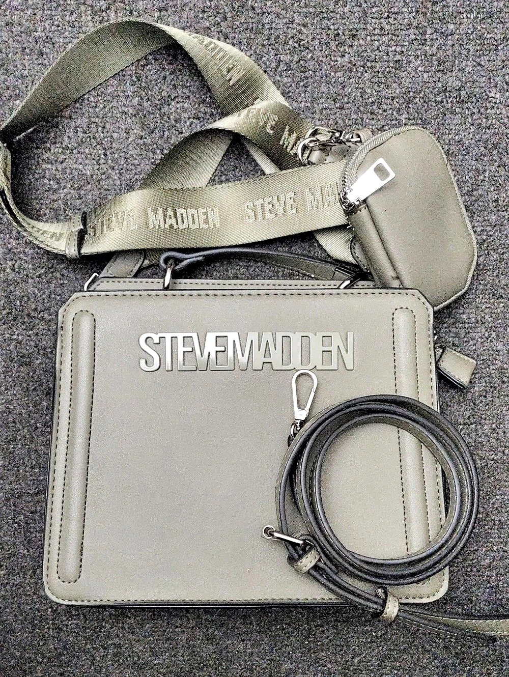 Steve Madden Khaki Green Faux Leather Crossbody Bag